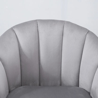 Single Velvet Accent Armchair with Solid Wood Legs