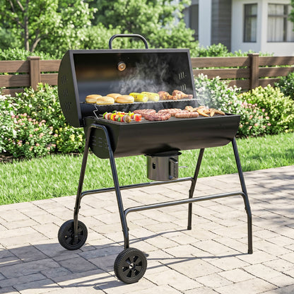 Steel Charcoal BBQ, with Ash Catcher and Warming Rack
