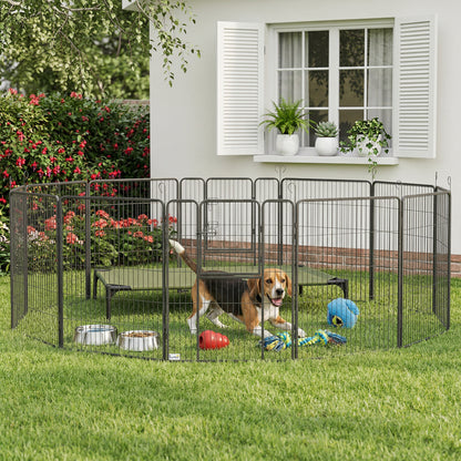 12 Panels Heavy Duty Puppy Playpen, for Small Dogs, Indoor and Outdoor Use - Silver