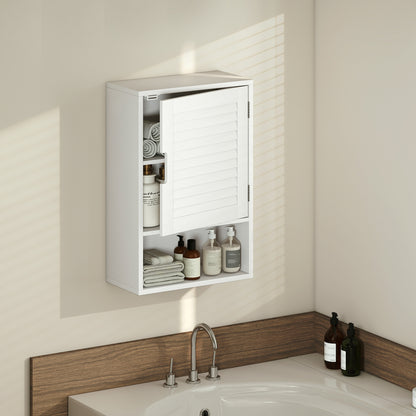 Bathroom Cabinet, Wall Mounted Storage Cabinet with Adjustable Shelves, 40 x 20 x 60 cm, White
