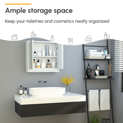 Bathroom Mirror Cabinet Wall Mounted Storage Shelf Bathroom Cupboard Double Door, White