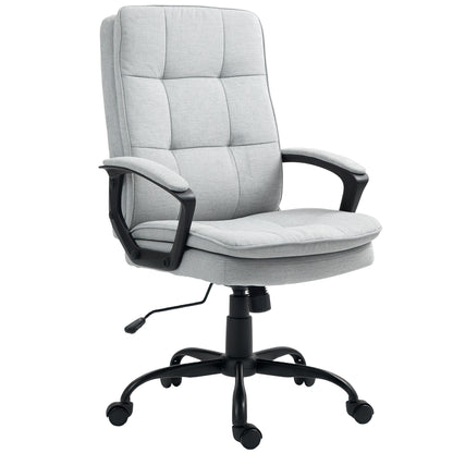 Linen-Look Double-Padded Office Chair - Grey