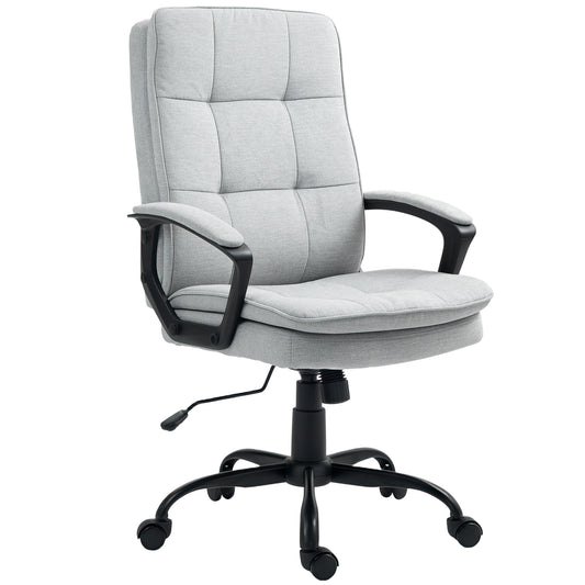 Linen-Look Double-Padded Office Chair - Grey