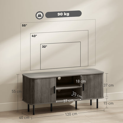 TV Stand Cabinet for TVs up to 55 Inches, TV Unit with Storage Shelves and Cupboard for Living Room, Grey