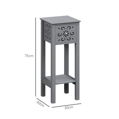 Set of Two Elegant Floral Cut-Out Side Tables - Grey
