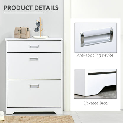 Shoe Cabinet, Slim Shoe Storage Cabinet with Drawer, 2 Flip-up Doors and Adjustable Shelf
