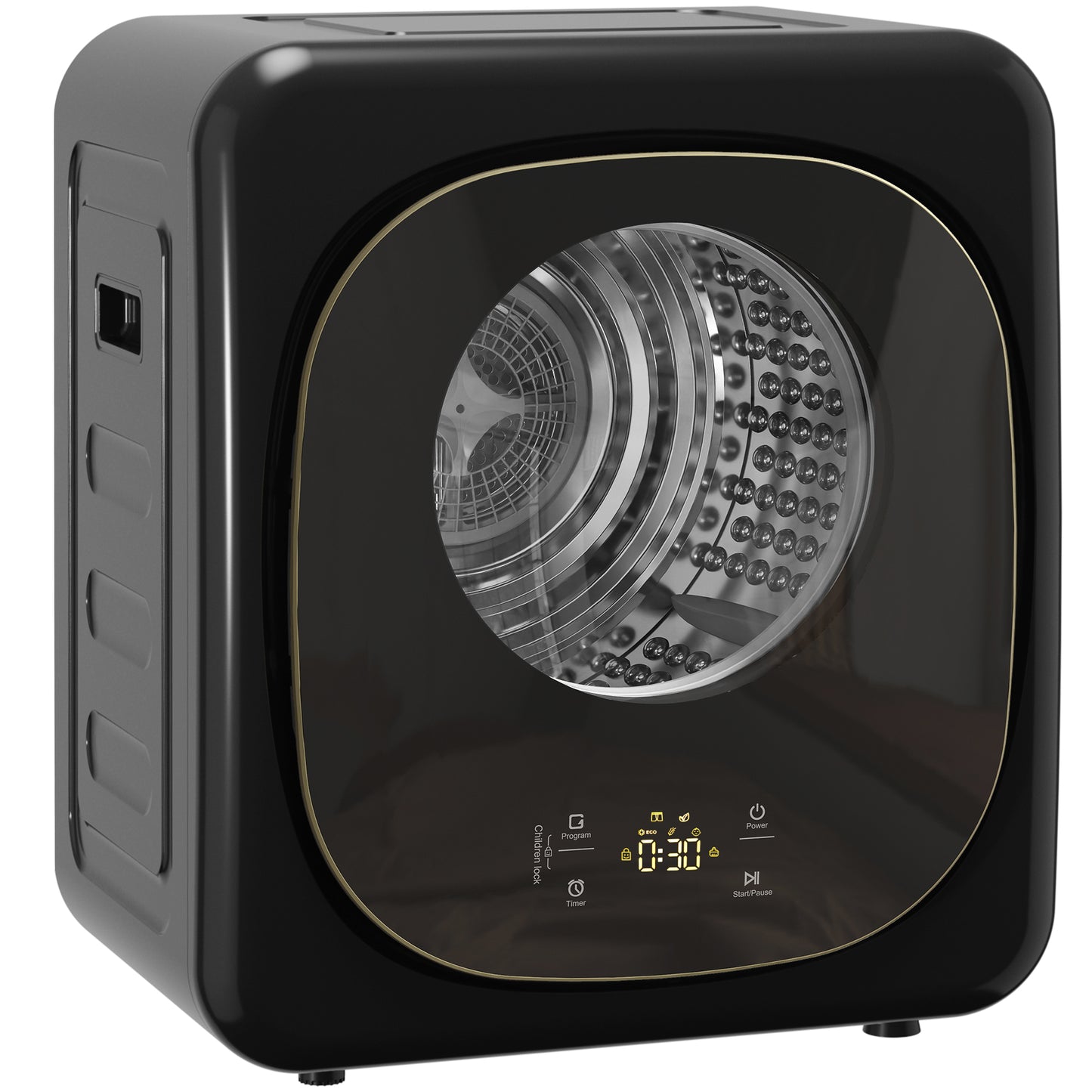 4kg Vented Tumble Dryer with 5 Drying Mode, 800W Compact Freestanding Front Tumble Dryer, Black