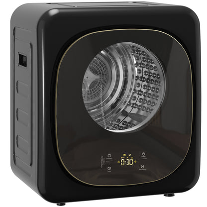4kg Vented Tumble Dryer with 5 Drying Mode, 800W Compact Freestanding Front Tumble Dryer, Black
