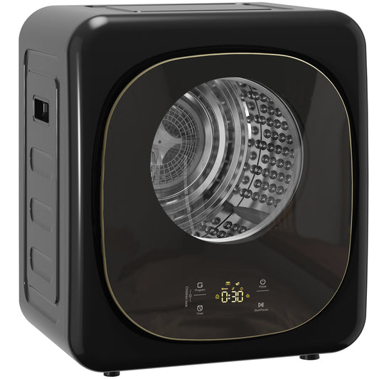 4kg Vented Tumble Dryer with 5 Drying Mode, 800W Compact Freestanding Front Tumble Dryer, Black