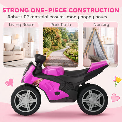 Balance Bike with Music Extra-Wide Wheels Toddler Bike for Boys Girls Pink