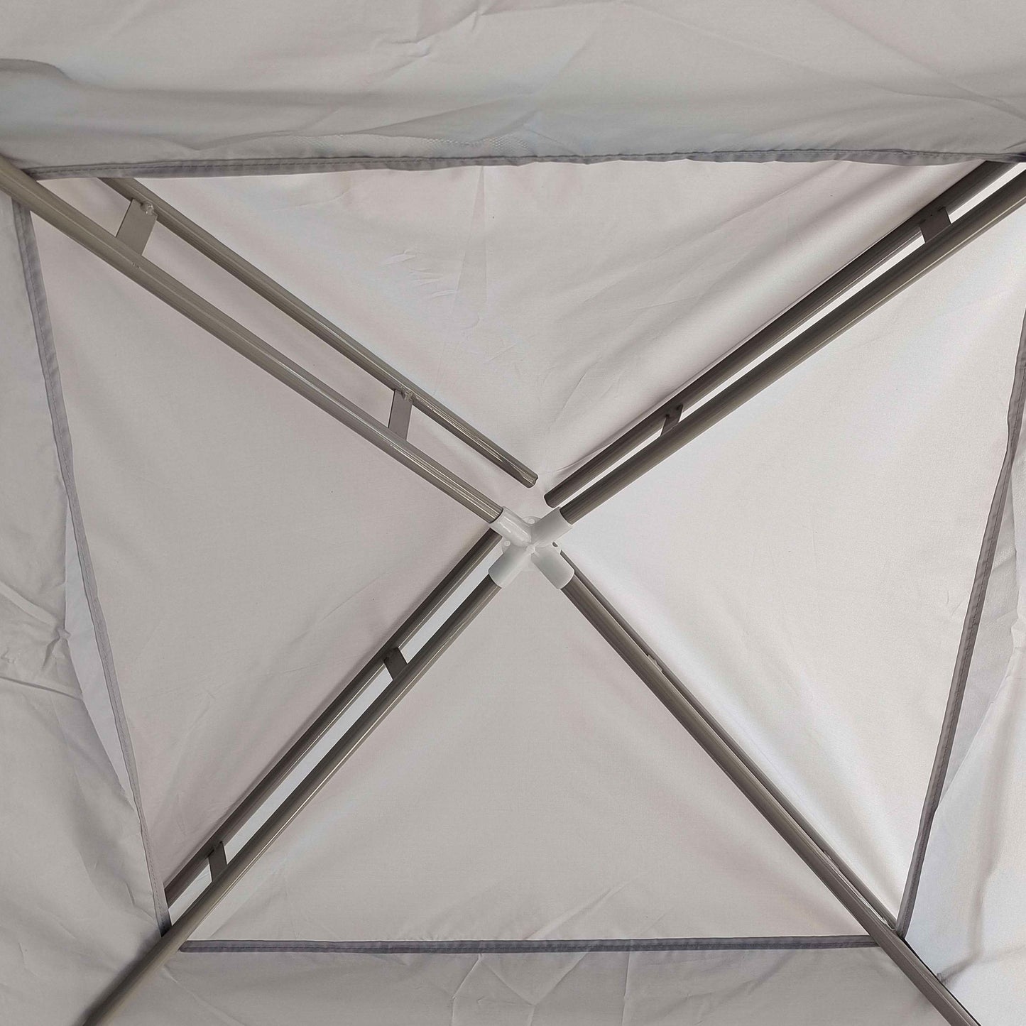 3 x 3 m Gazebo, Netting Party Tent, Patio Canopy Outdoor Event Shelter with Double Tier Roof, Light Grey