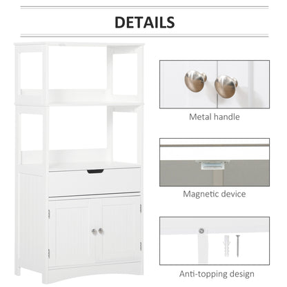 Bathroom Floor Cabinet, Free Standing Kitchen Cupboard with Shelves, Drawer and Doors, Storage Organizer for Living Room