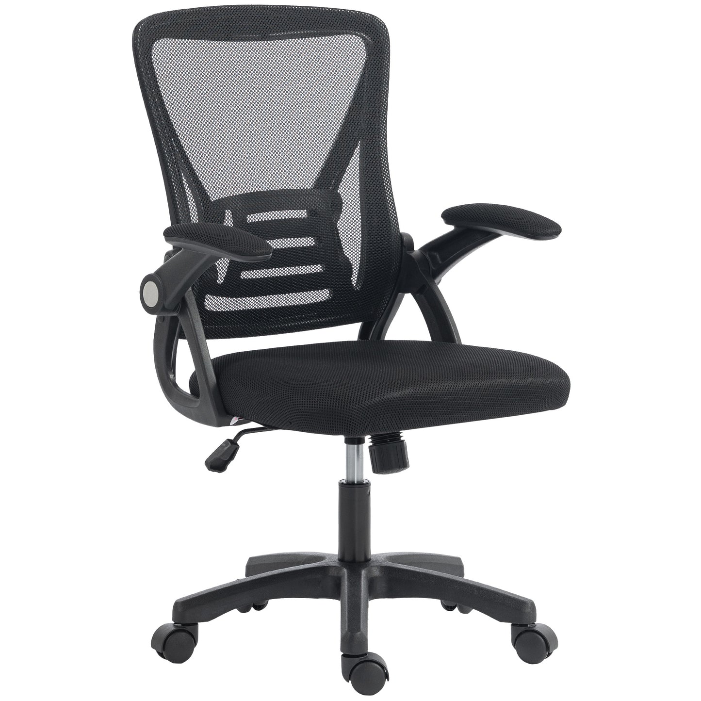 Office Chair, Mesh Desk Chair with Flip-up Armrests, Lumbar Support, Adjustable Height, Black