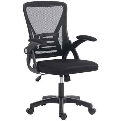 Office Chair, Mesh Desk Chair with Flip-up Armrests, Lumbar Support, Adjustable Height, Black