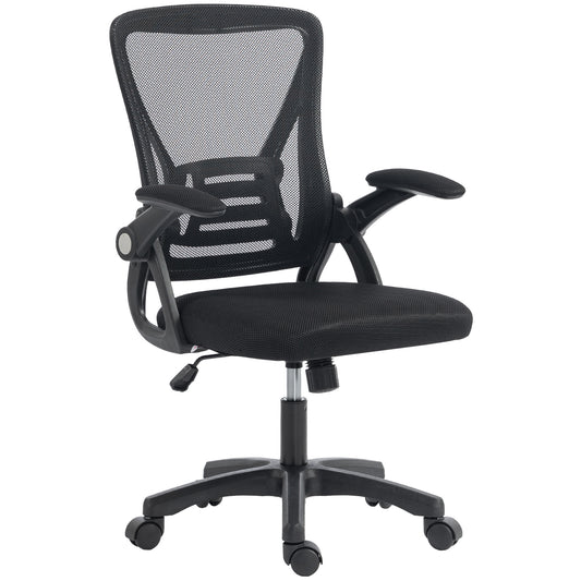 Office Chair, Mesh Desk Chair with Flip-up Armrests, Lumbar Support, Adjustable Height, Black