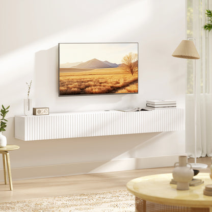 80cm Floating TV Stand, Wall Mount TV Unit with Cable Management Hole, Fits up to 72" TV, White