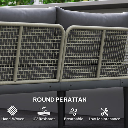 Thee-Piece 'L' Rattan Sofa Set - Grey