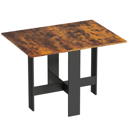 Folding Dining Table, Space-Saving Drop Leaf Kitchen Table for 4-6 People Rustic Brown
