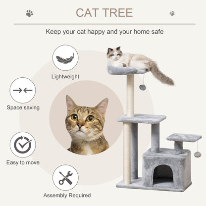 Cat Tree Tower for Indoor Cats 114cm Climbing Activity Centre Kitten with Sisal Scratching Post Perch Hanging Ball Condo Toy