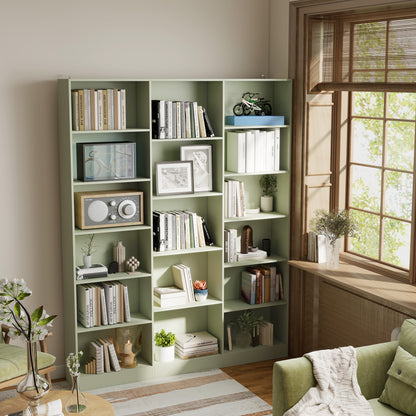 Bookcase with Open Storage, 6-Tier Bookshelf with Anti-Tipping Hardware, Light Green