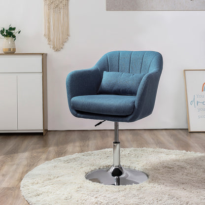 Swivel Accent Chair, Linen Fabric Tub Vanity Chair, Modern Armchair with Adjustable Height and Lumbar Support for Living Room