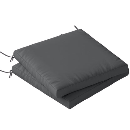 Outdoor Seat Cushions Set of 2 with Ties, Waterproof Garden Seat Pads, Dark Grey