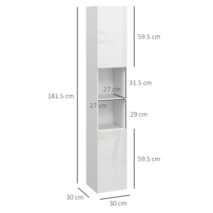 Multi-Storage Slim Bathroom Cabinet - High Gloss White