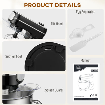 Stand Mixer, 6L 1400W Tilt-Head Food Mixer with 11 Speeds, Pulse & Fermentation Function, LED Display, Black