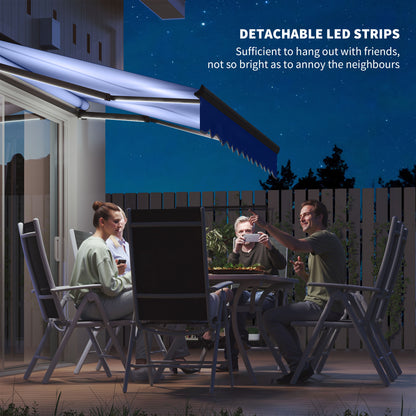 3 x 2.5m Electric Awning with LED Light and Remote Controller, Aluminium Frame DIY Retractable Awning