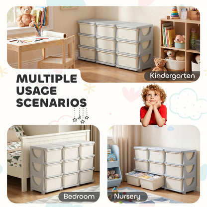 Kids Storage Unit, with Nine Drawers - Cream