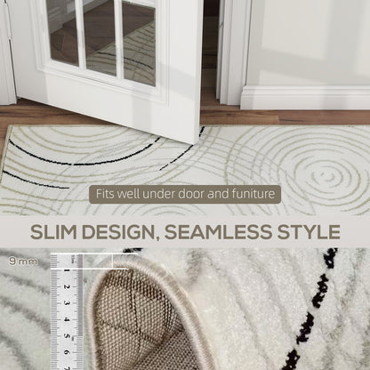 Modern Area Rug, Swirl Pattern Machine Washable Rug, Allergy-Friendly Floor Carpet for Living Room, Bedroom, Dining Room