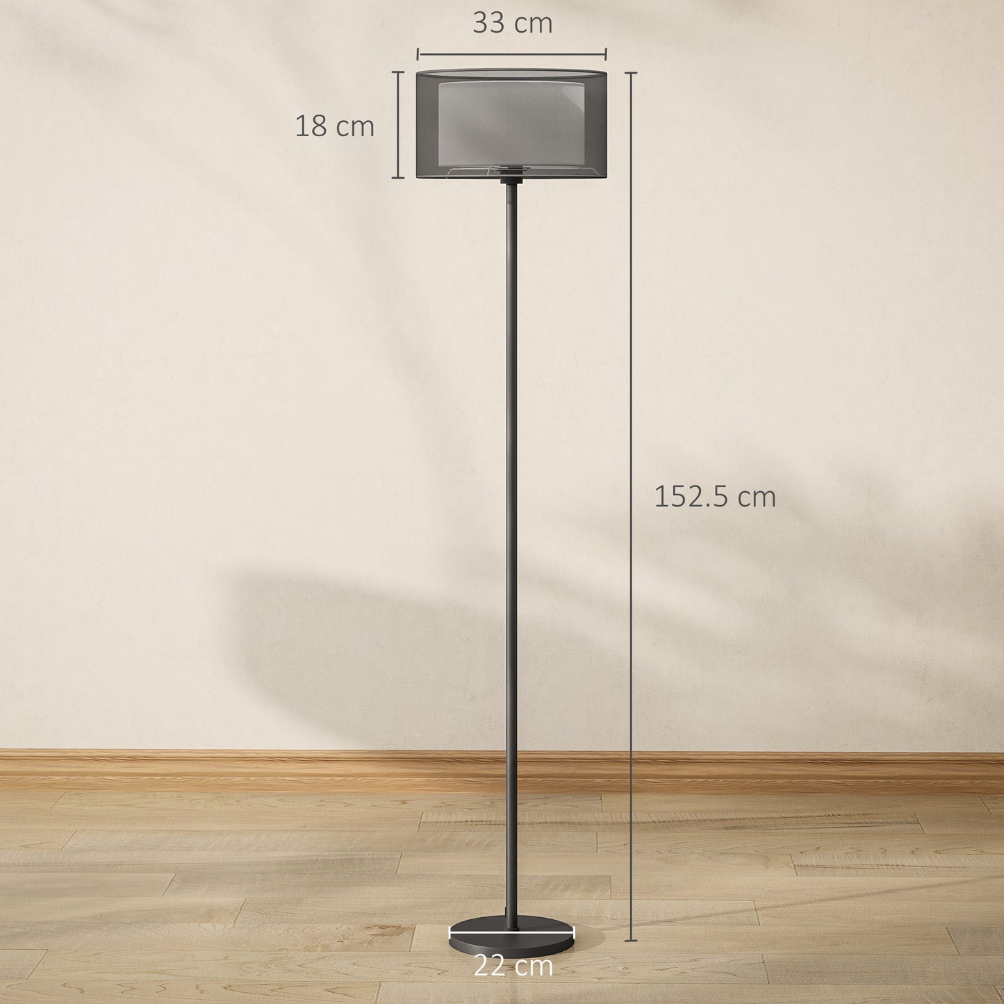 Floor Lamp for Living Room, Modern Standing Lamp with Double Layer Shade & Foot Switch