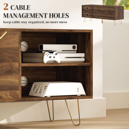 TV Stand Cabinet for up to 60 Inch TV, Modern 130cm TV Unit with Adjustable Shelves and Hairpin Legs