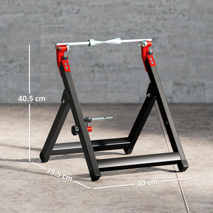 Foldable Motorcycle Wheel Balancer Truing Stand with Spoke Wrench, Steel Bike Tyre Rim Balancing Stand with Aluminium Shaft