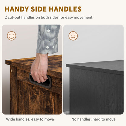 Storage Chest, Modern Storage Trunk with 2 Safety Hinges and Cut-out Handles, Wooden Toy Box for Living Room, Entryway