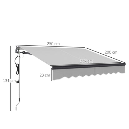 2.5 x 2m Electric Awning with Remote Controller, Aluminium Frame DIY Retractable Awning