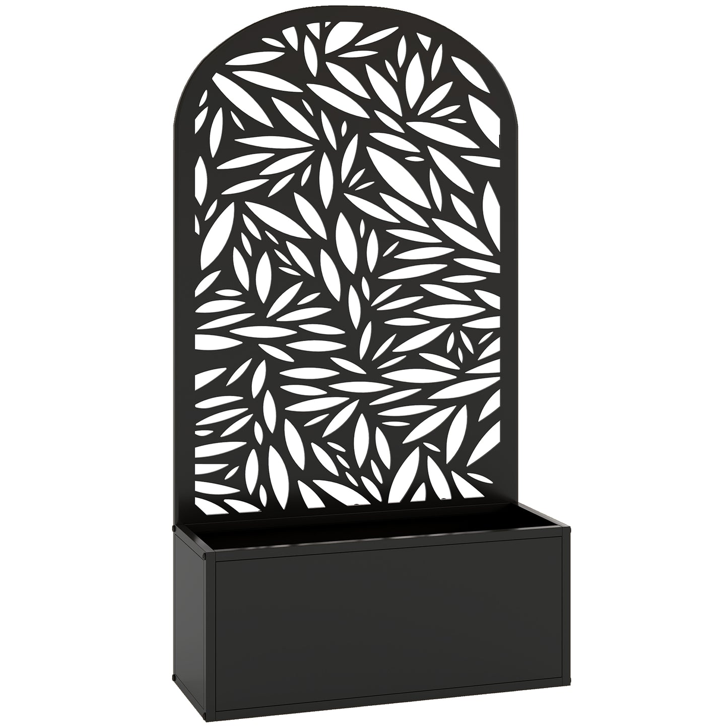 Metal Garden Bed for Garden with Trellis, Wall Mounted or Freestanding Raised Planter with Curved Privacy Screen