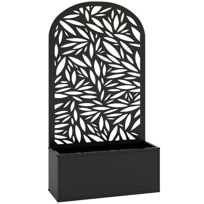 Metal Garden Bed for Garden with Trellis, Wall Mounted or Freestanding Raised Planter with Curved Privacy Screen