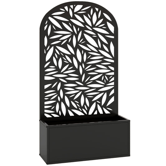 Metal Garden Bed for Garden with Trellis, Wall Mounted or Freestanding Raised Planter with Curved Privacy Screen