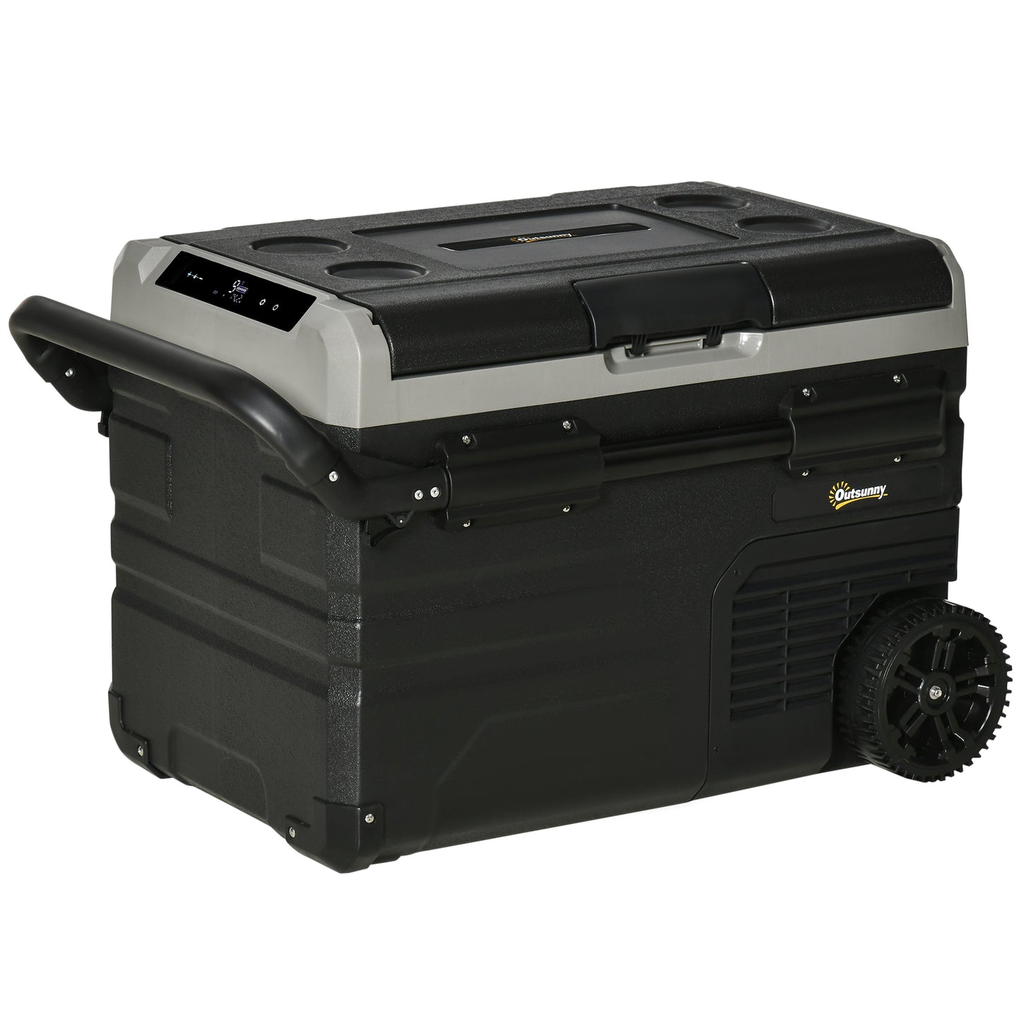 40L Camping Fridge, Portable Freezer Compressor Car Refrigerator with LED, Telescopic Handle