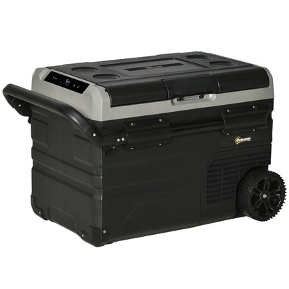 40L Camping Fridge, Portable Freezer Compressor Car Refrigerator with LED, Telescopic Handle