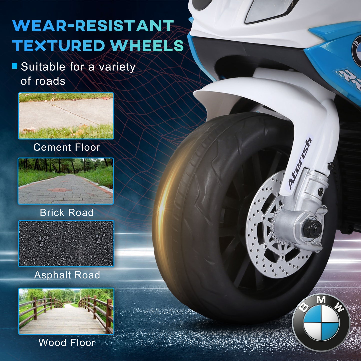 Electric Motorbike for Kids Ride on BMW Motorbike W/Headlights and Music, 6V, Blue