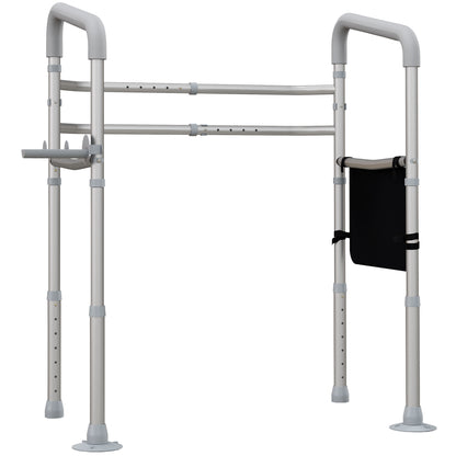 Free Standing Toilet Frame, Height and Width Adjustable Toilet Safety Frame with Arms, 2 Additional Suction Cups