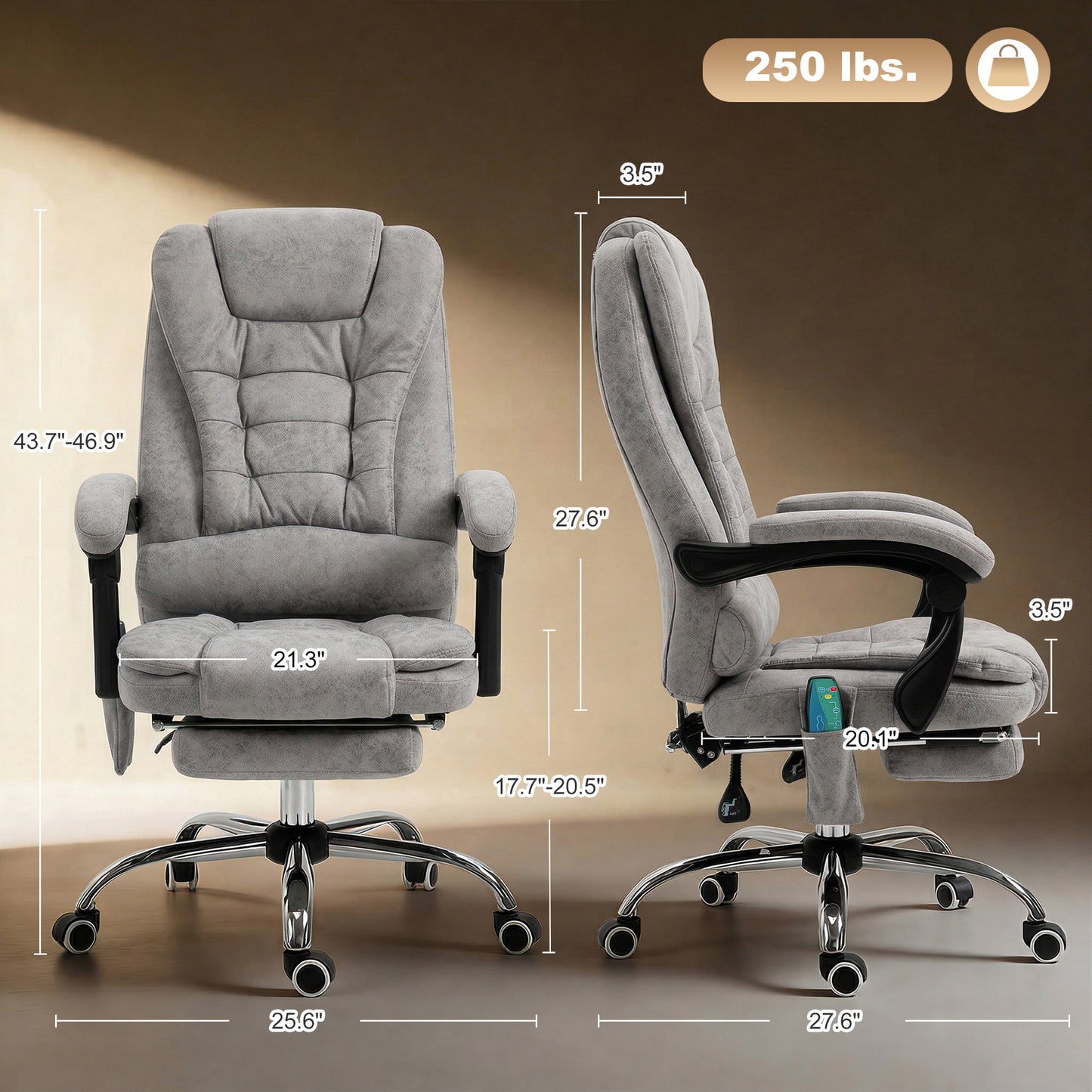 Heated 6 Points Vibration Massage Executive Office Chair