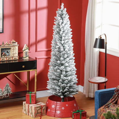 6ft Artificial Snowy Pencil Christmas Tree - White