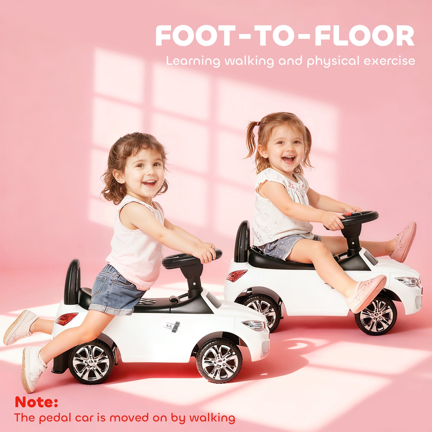 Ride on Car Baby Toddler Walker Foot to Floor Sliding Car Slider, White