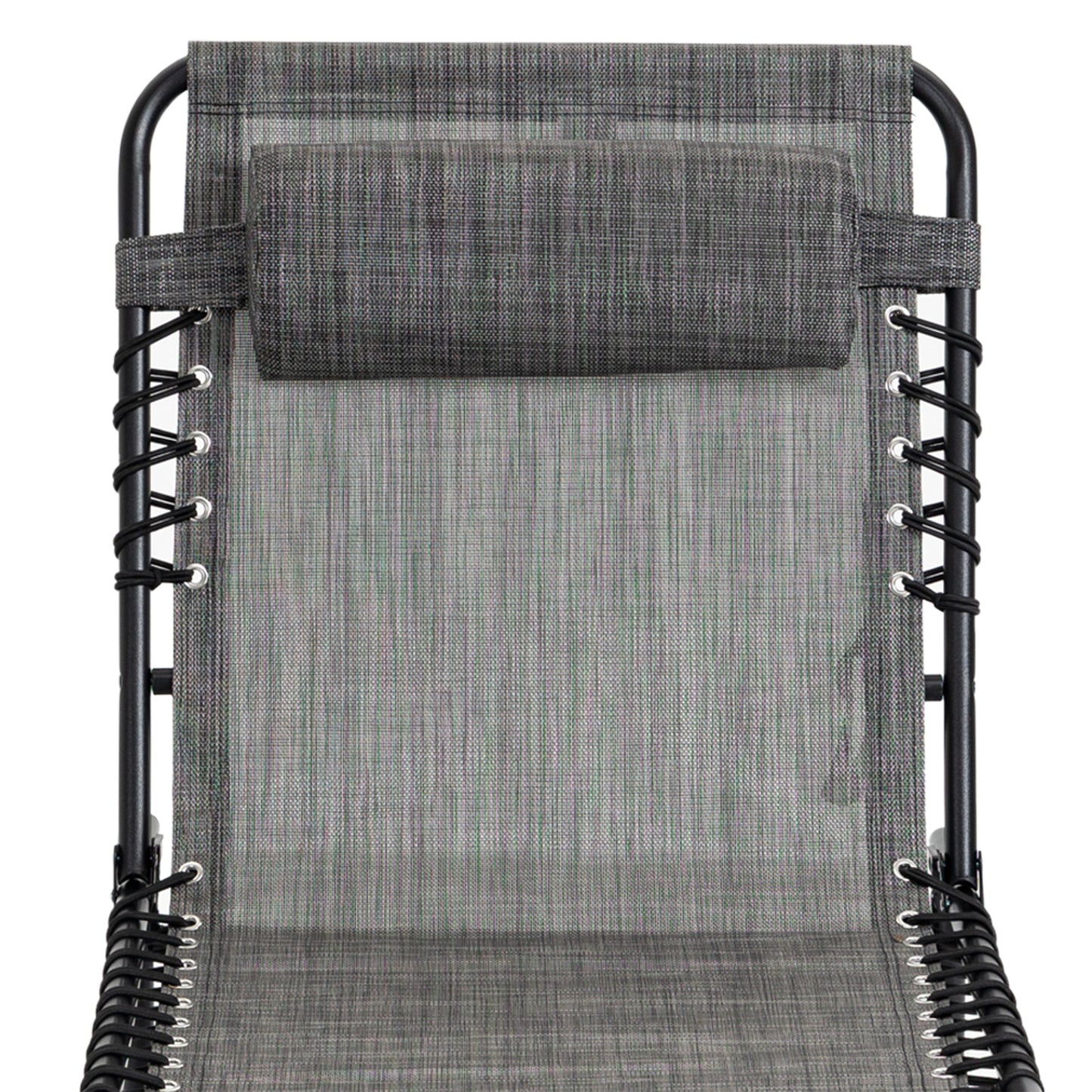 Portable Sun Lounger, Folding Camping Bed Cot, Reclining Lounge Chair 5-position Adjustable Backrest with Side Pocket