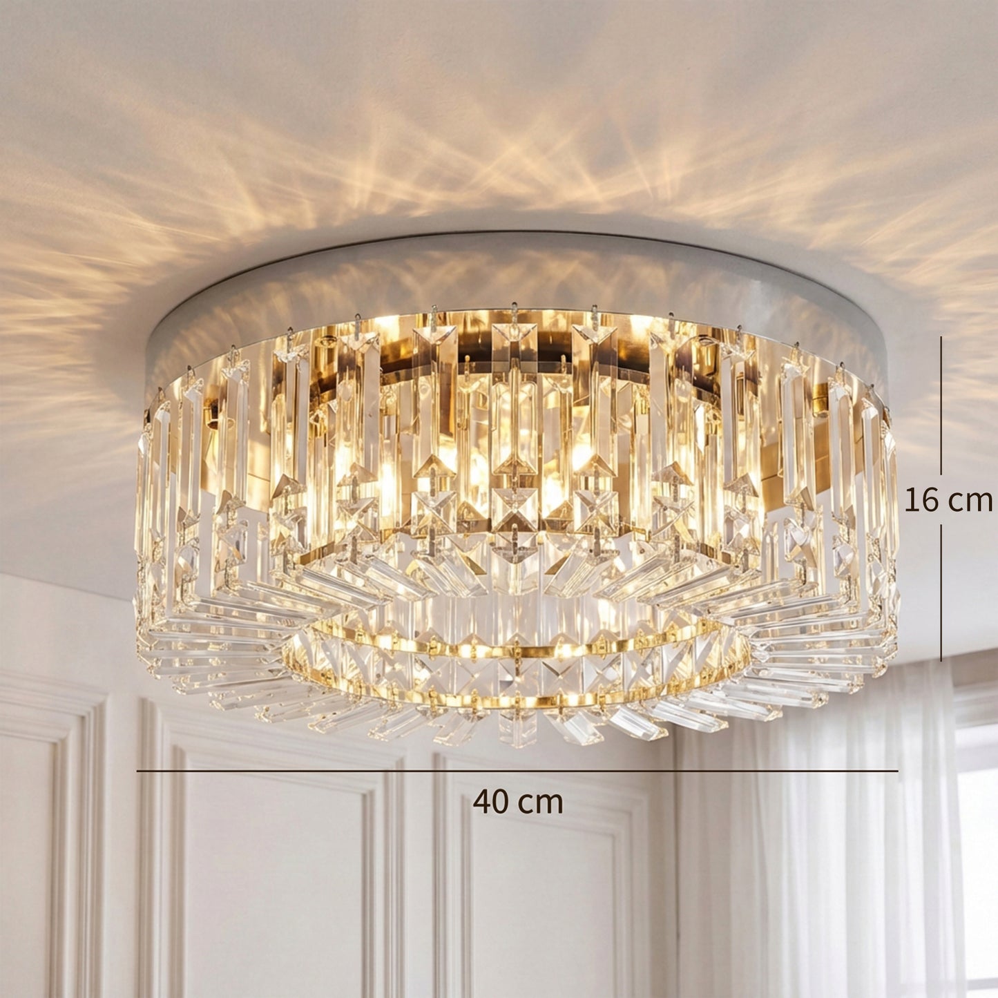 Crystal Chandeliers with 160 Crystal Pendants, 6-Light Ceiling Light for Living Room, Bedroom Dining Room, Silver Tone