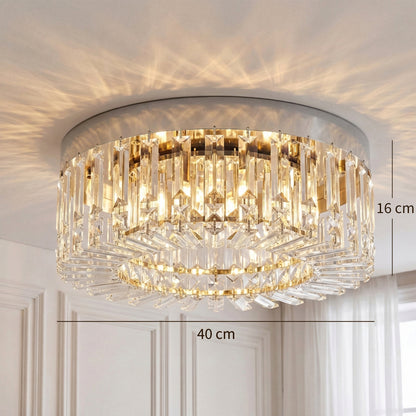 Crystal Chandeliers with 160 Crystal Pendants, 6-Light Ceiling Light for Living Room, Bedroom Dining Room, Silver Tone