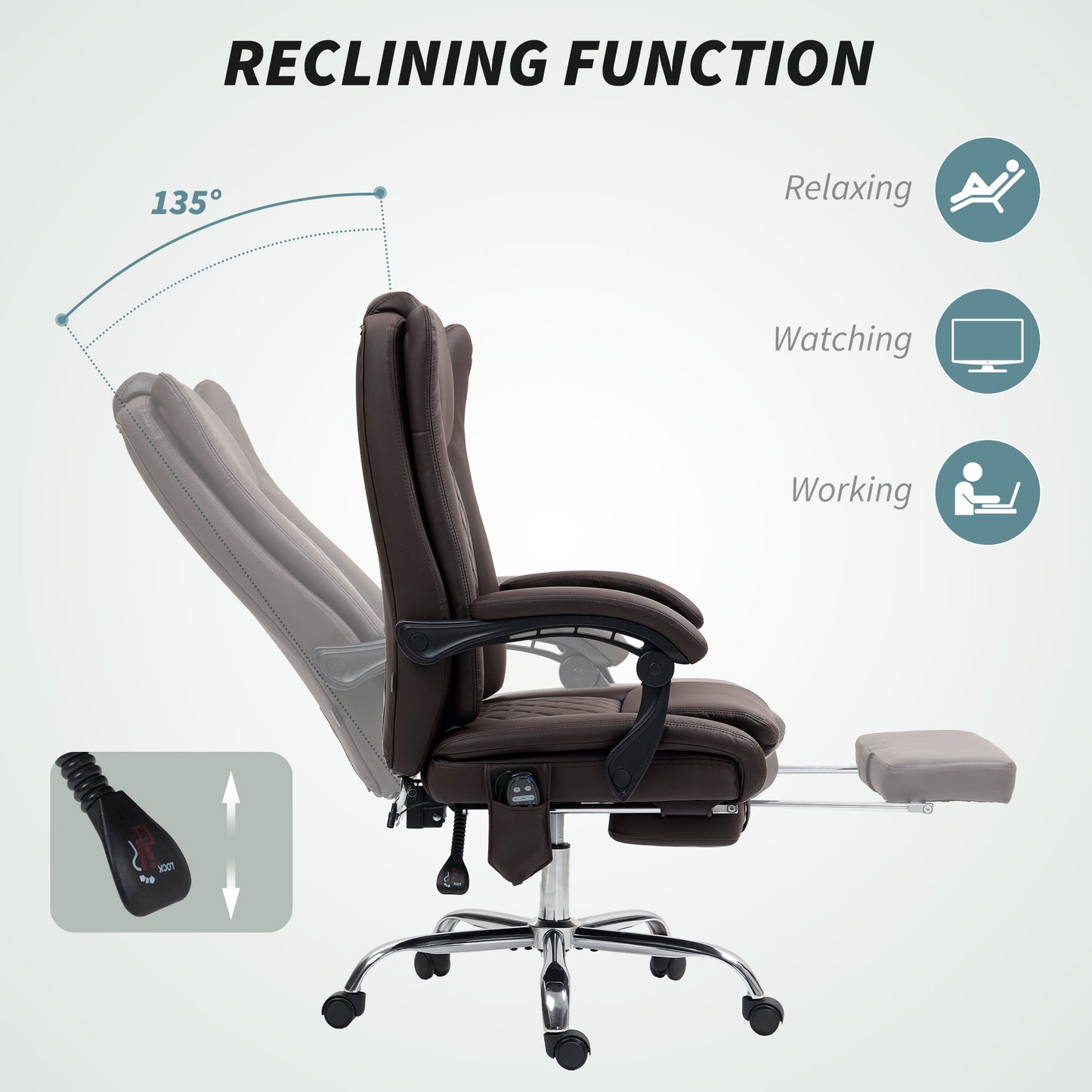 Executive Office Chair with 6-point Massage and Heat - Dark Brown
